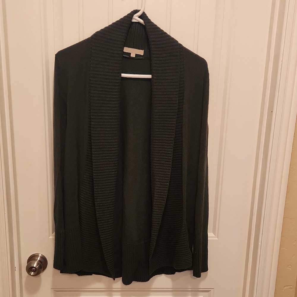 Women's Dark Green Open Front Cardigan Sweater